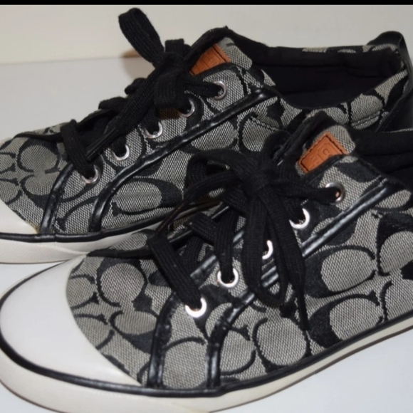 Coach Shoes - Coach Signature Monogram Grey & Black Sneakers Shoes Women's Size 9B